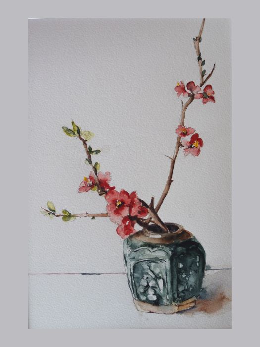 Tak in gemberpot /aquarel